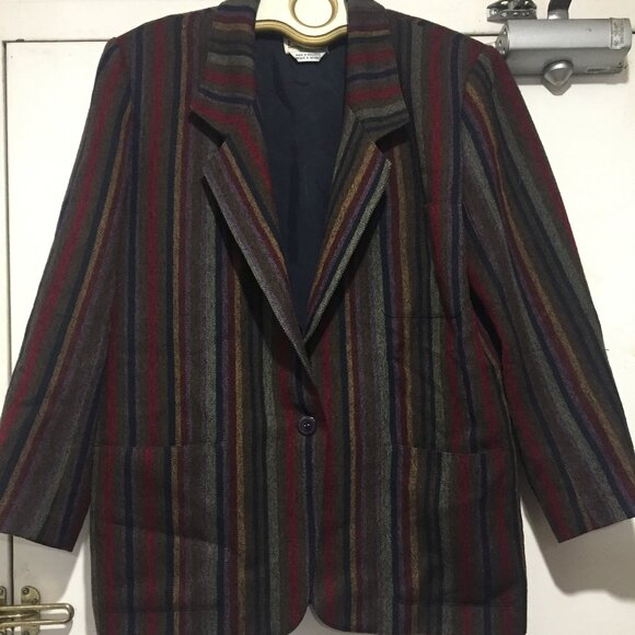 VINTAGE PORTS INTERNATINAL WOOL STRIPED JACKETS SIZE 12 - Picture 3 of 10